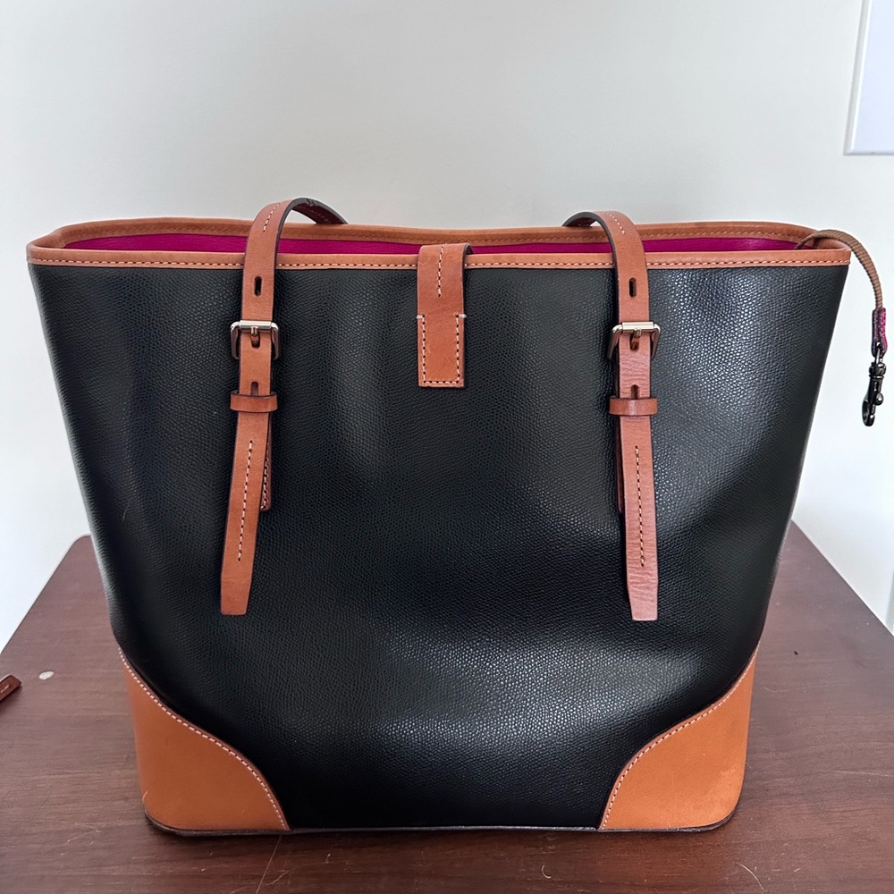 Dooney & Bourke Black and Brown Leather Tote - Picture 3 of 11